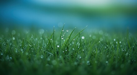 Fototapeta premium Dew-Covered Grass Blur