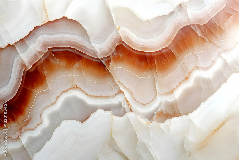 Poster abstract white and orange onyx stone texture background image with veined patterns and swirls, ideal