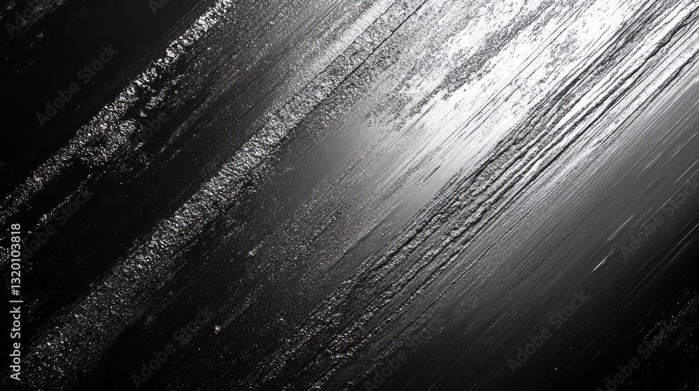 Poster diagonal black strokes creating a texture of paint and shiny areas