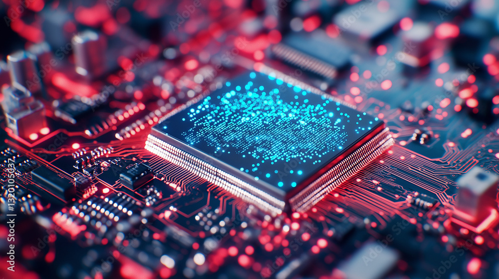 Poster central processing unit: a close-up view of a central processing unit (cpu), highlighting the intric