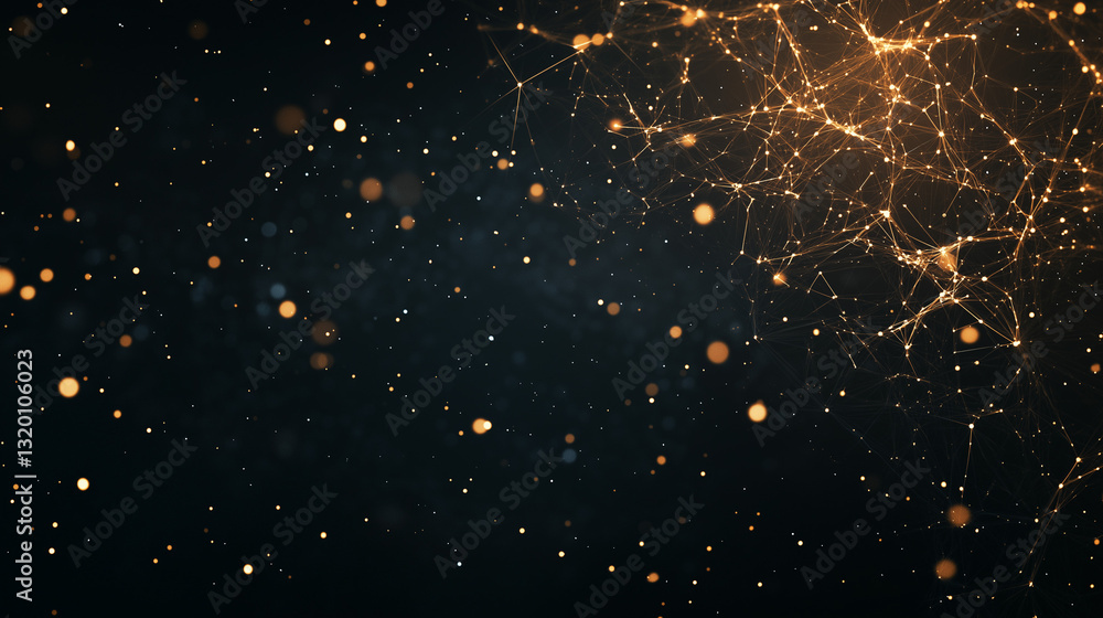 Aufkleber network of light: an abstract representation of interconnected points of light against a dark backdr