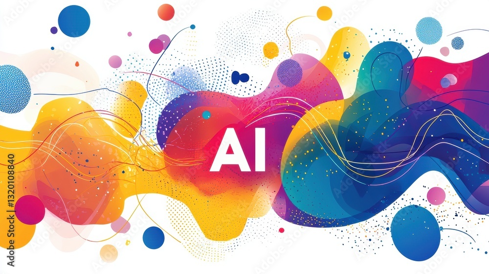 Poster bold and vibrant abstract banner with ai theme for visually engaging design and marketing projects