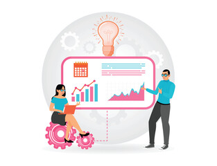 Business Team Collaborates on Analyzing Growth Strategy Data and Graphs.