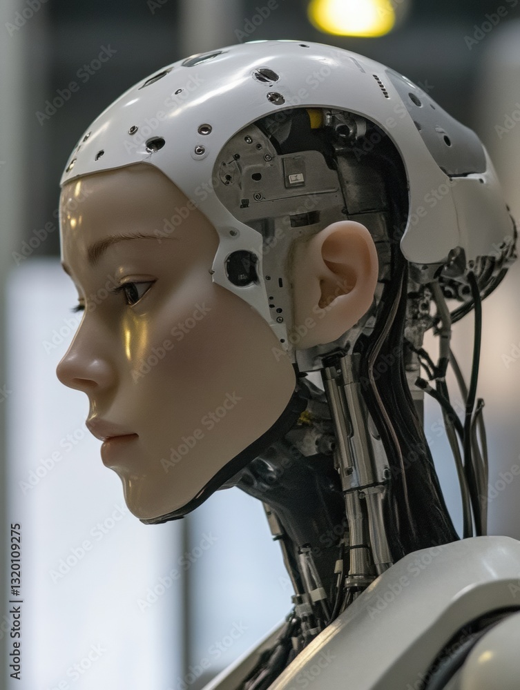 Aufkleber Innovative automated factory featuring robotic machines and AI managing production processes efficiently in a modern setting
