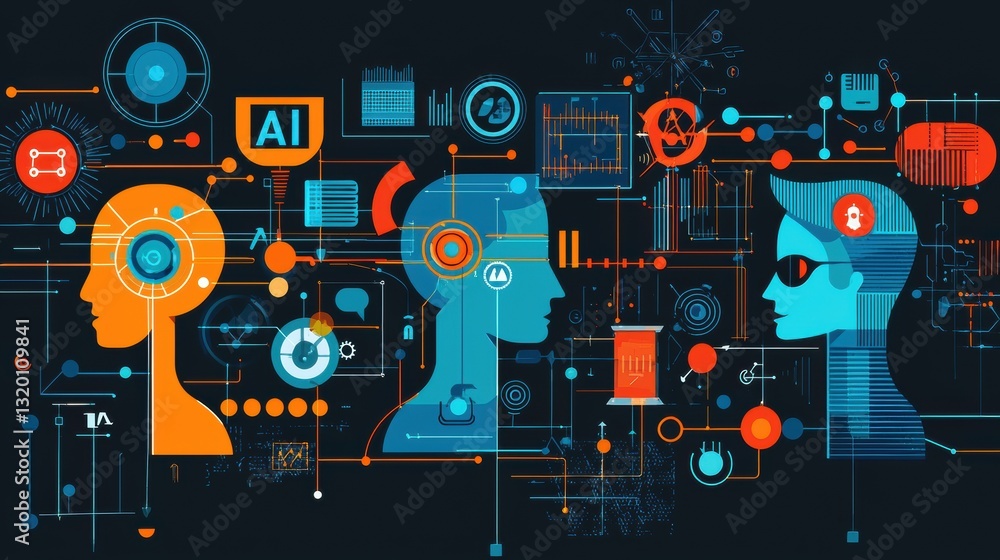 Aufkleber vibrant ai banner featuring modern design elements and bold fonts at the center with engaging graphi