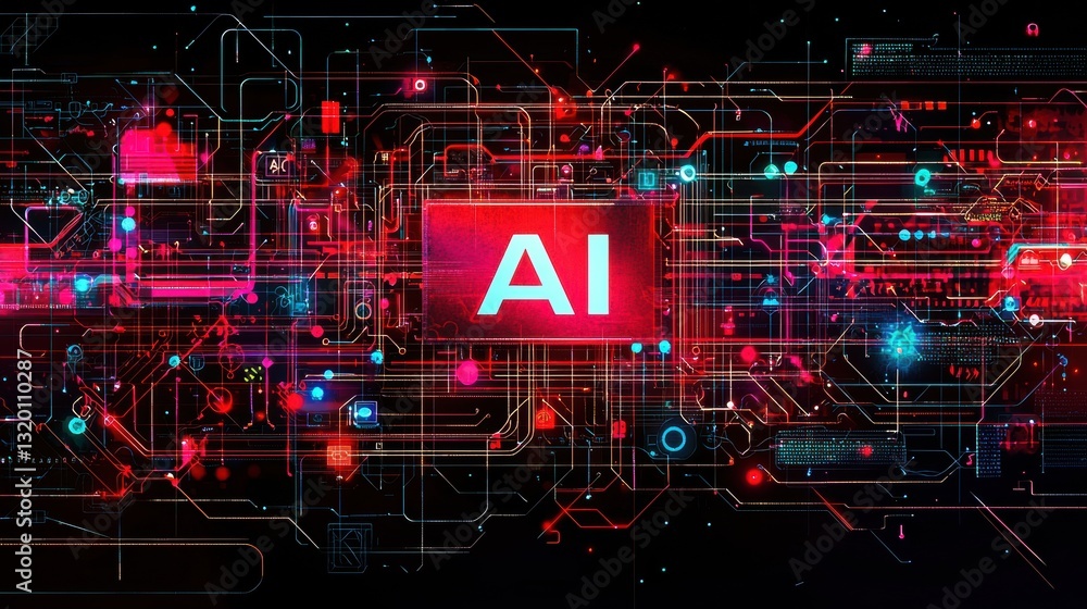 Aufkleber vibrant abstract banner featuring ai elements in bold gradient style for futuristic technology backg