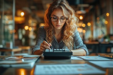 Businessman calculating taxes and finances with calculator and laptop in professional workspace for tax return and financial analysis