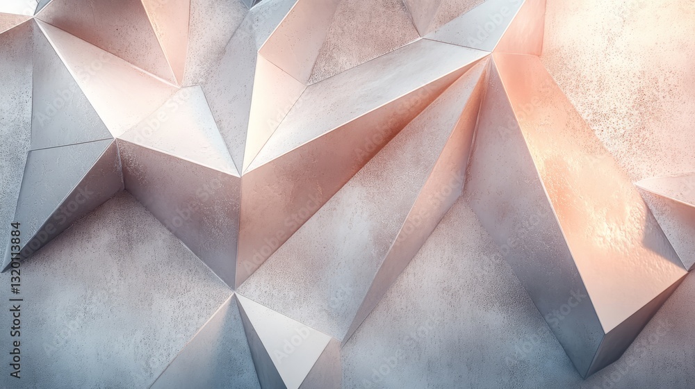 Poster abstract geometric wall with angled triangular and flat surfaces