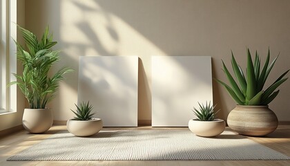 Minimalist Aloe Vera Still Life Presentation for Natural Skincare Promotion
