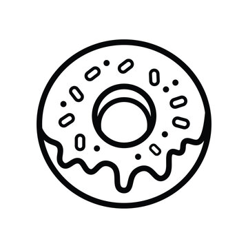 recommend clip art: outline donut with icing and sprinkles, simple black and white vector