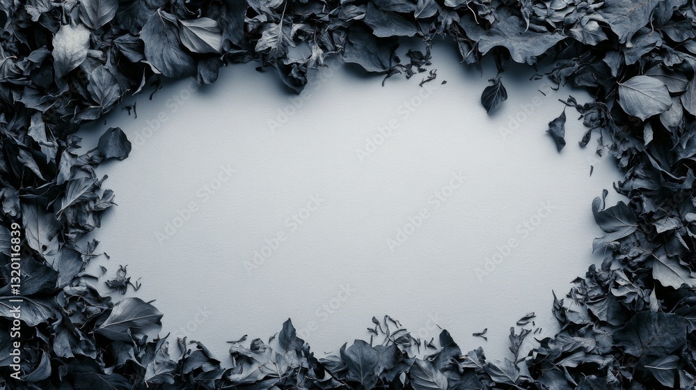 Poster the frame created from dried leaves surrounding empty white space