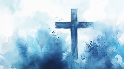 Watercolor Cross: A Symbol of Faith, Hope, and Spirituality. Perfect for religious designs, invitations, cards, and more. Elegant and artistic, this  