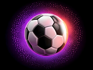 Obraz premium 3D Render of Soccer Ball with Glowing Halftone Background