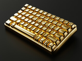 3D gold keyboard isolated on a black background