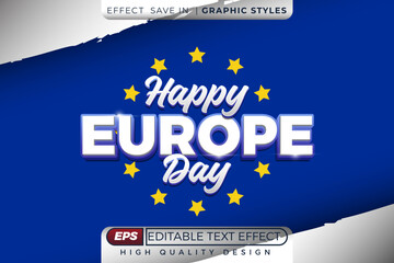 Editable 3d text effect happy europe day © Azza