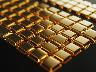 Obraz premium 3D gold keyboard isolated on a black background