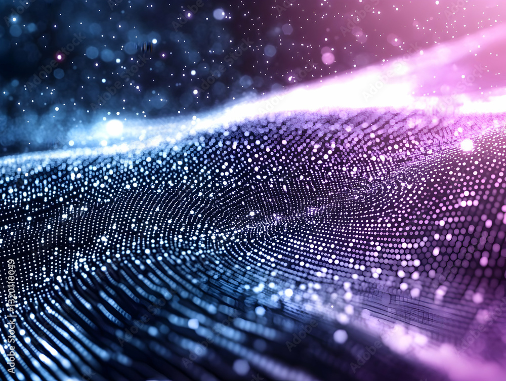 Aufkleber abstract 3d background of glowing particle waves, creating a dynamic and colorful visual with depth 