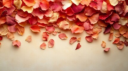 Obraz premium A top down view of colorful scattered rose petals