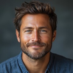 Fototapeta premium Happy Smiling Young Man with Folded Arms in Casual Attire Portrait