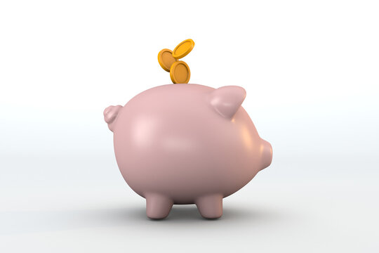 Pig bank a saving concept