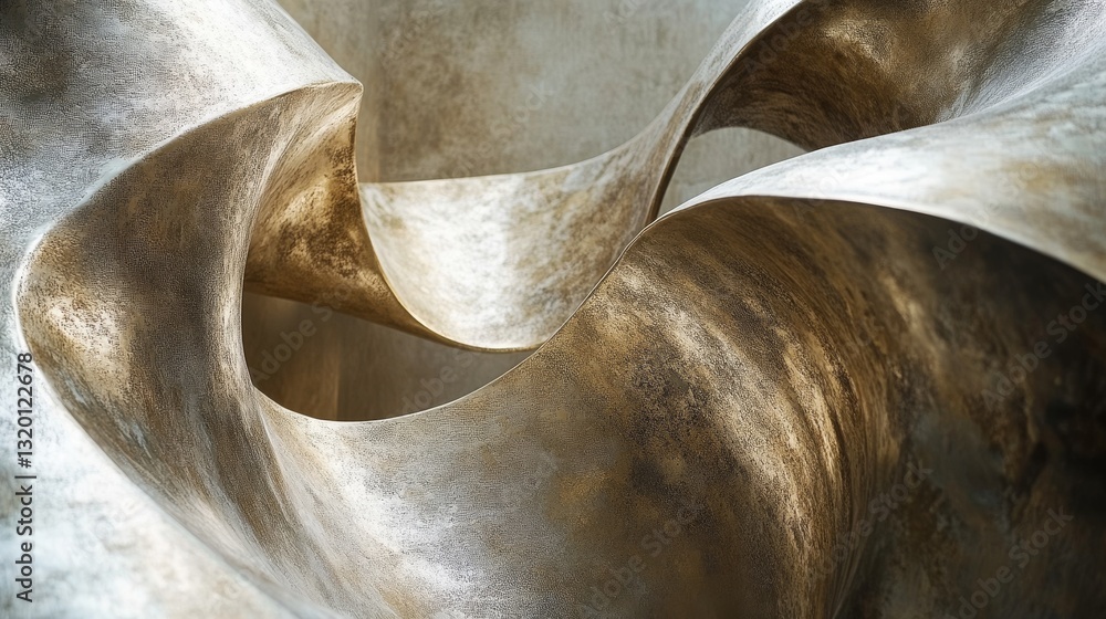 Poster elegant abstract art of flowing curves and textured surfaces displayed