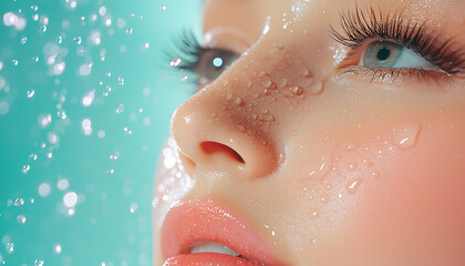 Refreshing beauty close-up spa setting portrait photography serene environment soft focus hydration concept