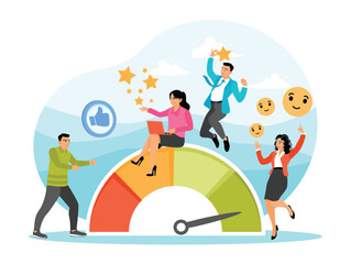 Businessman Employees with Stars and Happy Positive Feedback.