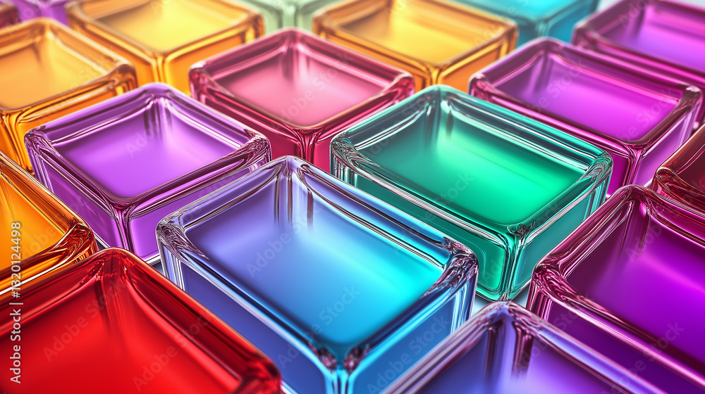 Poster colorful glass cubes creating vibrant and modern pattern
