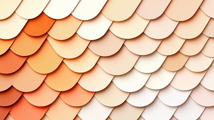 Abstract pattern of overlapping scalloped shapes in warm peach and cream tones.