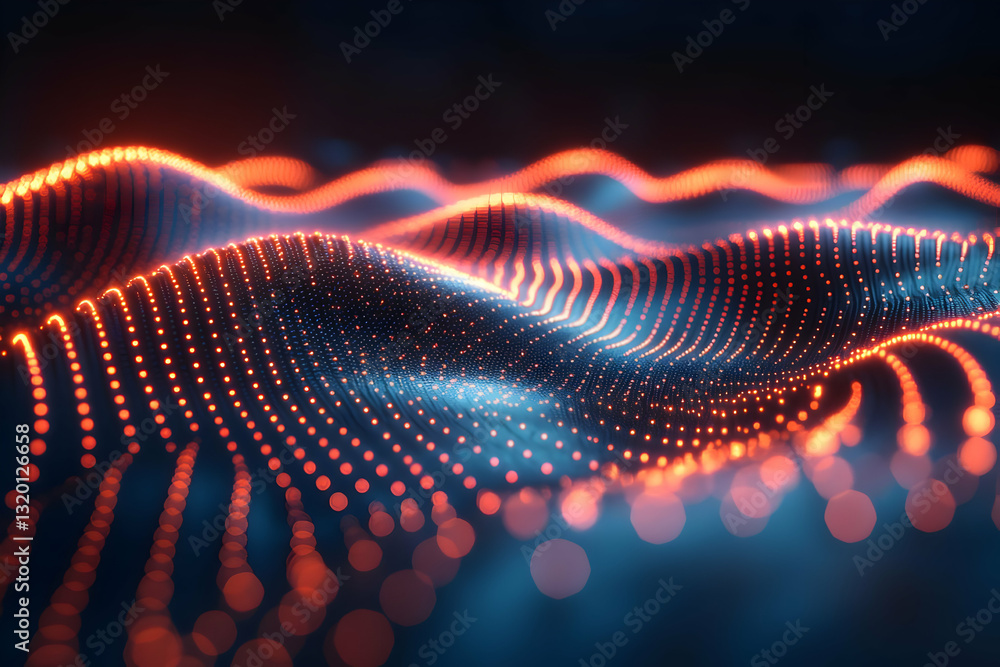 Poster abstract glowing particle waves