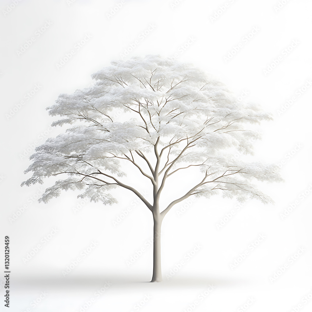 Poster elegant white tree in minimalist studio setting nature art serenity calm environment isolated view c