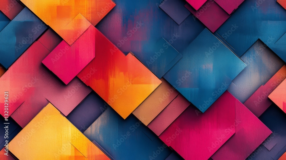 Poster abstract image with layers of colorful geometric shapes