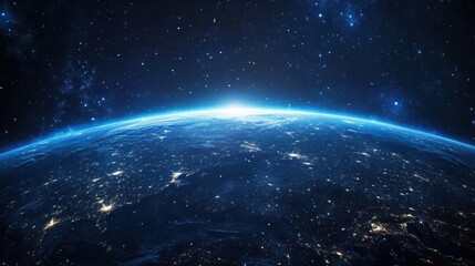 Fototapeta premium Night view of planet Earth from space showcasing communication lines and global connections for business and finance