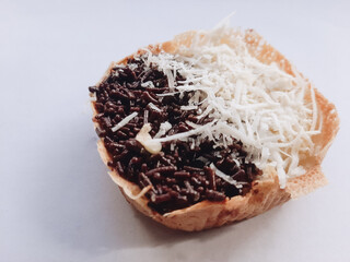 view of mini Martabak or moonlight on a white background. is a traditional Indonesian snack that has a soft texture with a buttery and sweet taste.