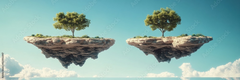 Aufkleber Floating islands create portals to diverse virtual worlds in a unique metaverse experience