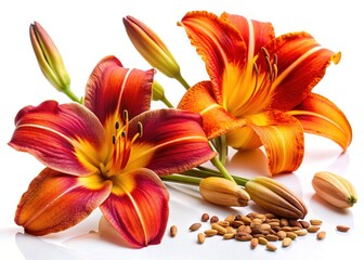 Fototapeta premium Sow daylily seeds for a summer garden of color.