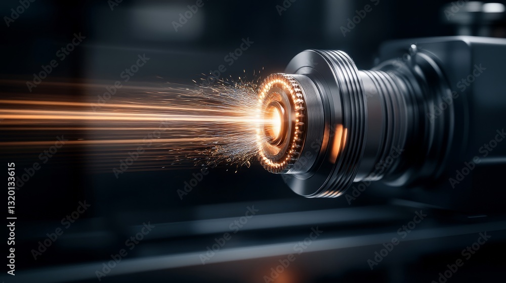 Poster spark and light emission from mechanical component in close-up shot