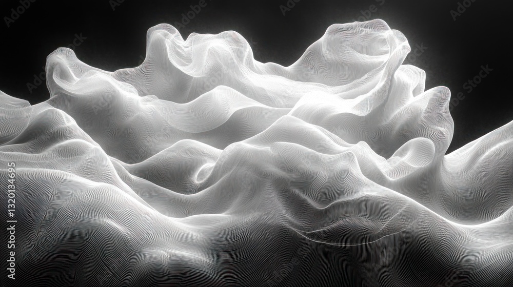 Aufkleber abstract wave pattern flowing dots cyber technology illustration 3d rendering