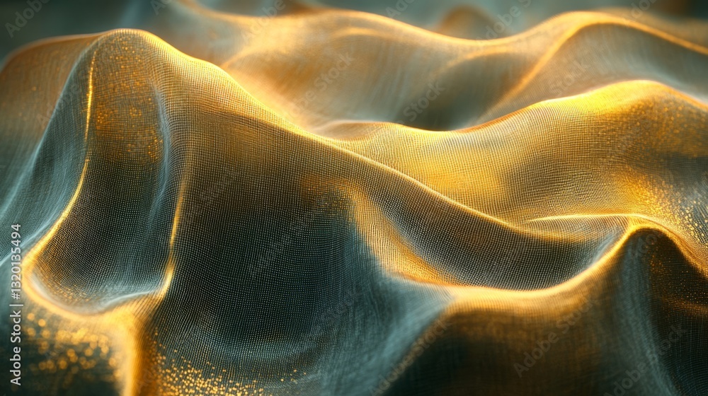 Poster abstract glowing surface with flowing lines and shimmering light effects
