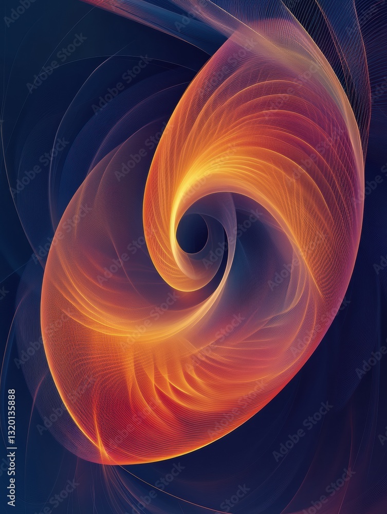 Aufkleber Geometric spiral design with smooth gradient illustrating infinite progress and development through golden ratio principles in abstract style