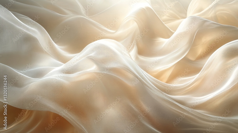 Poster delicate flowing fabric forms soft curves and illuminating highlights