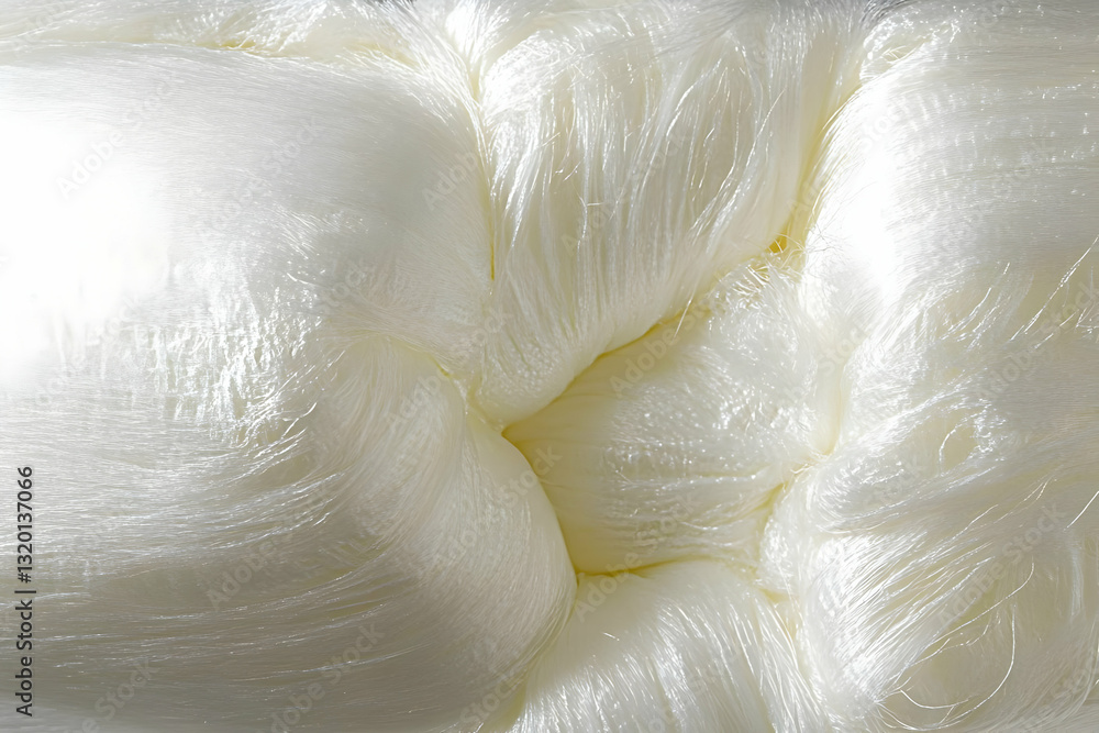 Poster abstract background of intertwined, creamy white filaments, creating a soft, textured visual with a 