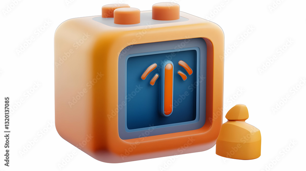 Aufkleber 3d render of a stylish orange and blue device with signal indicator and small base, abstract technol
