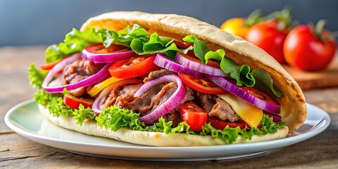 Authentic gyro delight.  Savory fillings, warm bread.  Perfect lunch, quick bites.