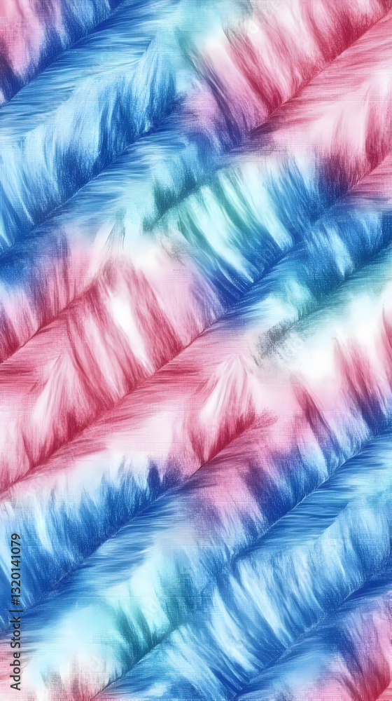 Poster abstract artistic background: pink and blue hues in a dynamic feather-like pattern, seamlessly repea