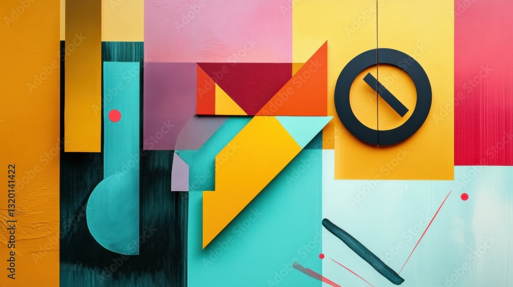 Aufkleber geometric abstract art featuring a price tag design with discount elements in a vibrant color palett