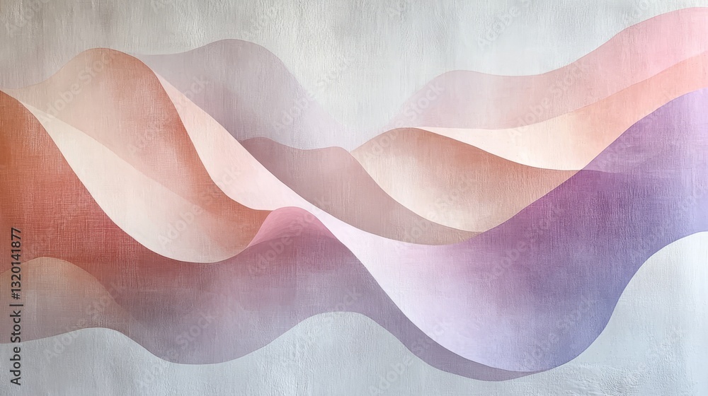 Poster abstract artwork featuring overlapping curves with soft color gradients