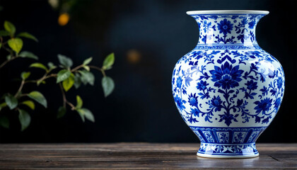 luxury flower vase blue and white