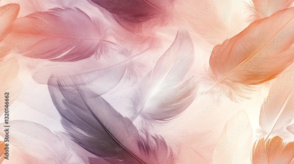 Poster soft and fluffy feathers in an array of delicate hues