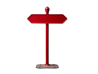 A metal signpost red banner